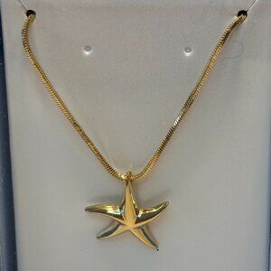 Gold Starfish Pendant Necklace With Box